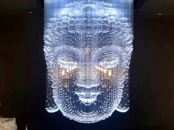 3D Buddha head fiber optic chandelier