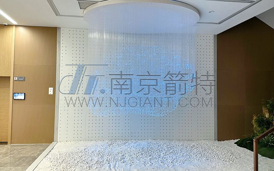 南京箭特为合作伙伴设计安装3D定制智脑光纤吊灯，展现创新照明艺术